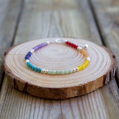 Profitez des nombreuses vertus de cette pierre fine grâce à ce bracelet perles 7 Chakras !