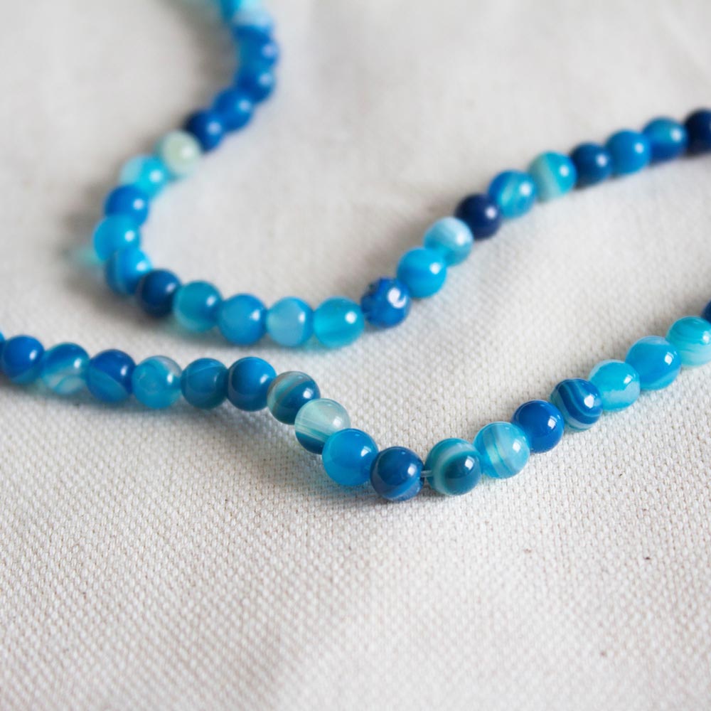 Perles agate bleue 6mm